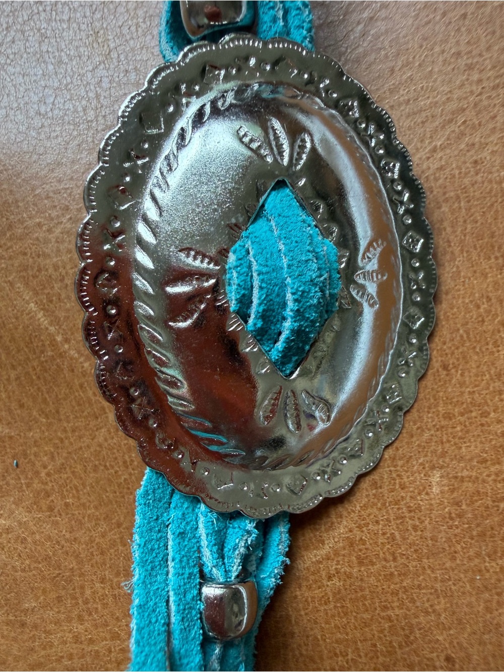 Turquoise Suede Western Concho Belt - Picture 3 of 3
